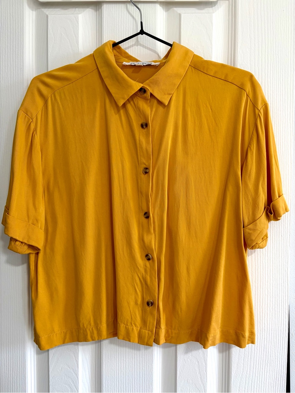 Rose & Olive Mustard Yellow Button-Front Relaxed Shirt